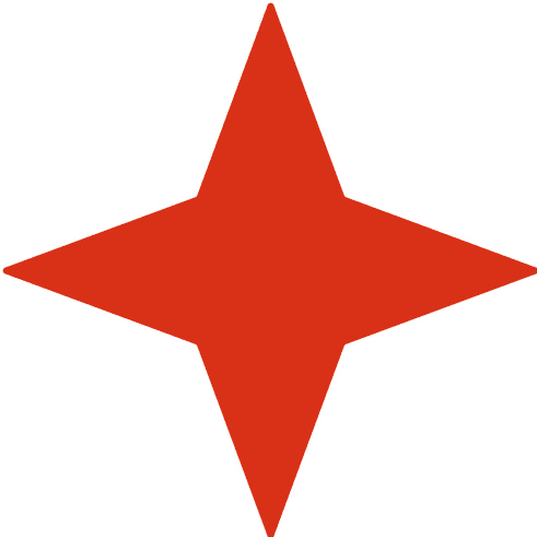 A vibrant red four-pointed star, often used as a directional icon or symbol.